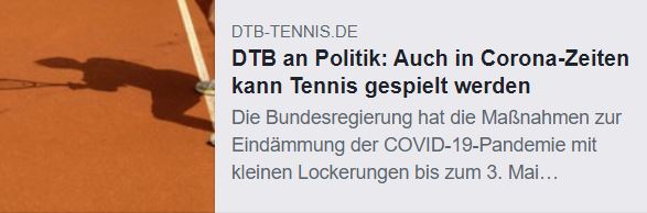 DTB an Politik: Auch in Corona-Zeiten kann Tennis gespielt werden